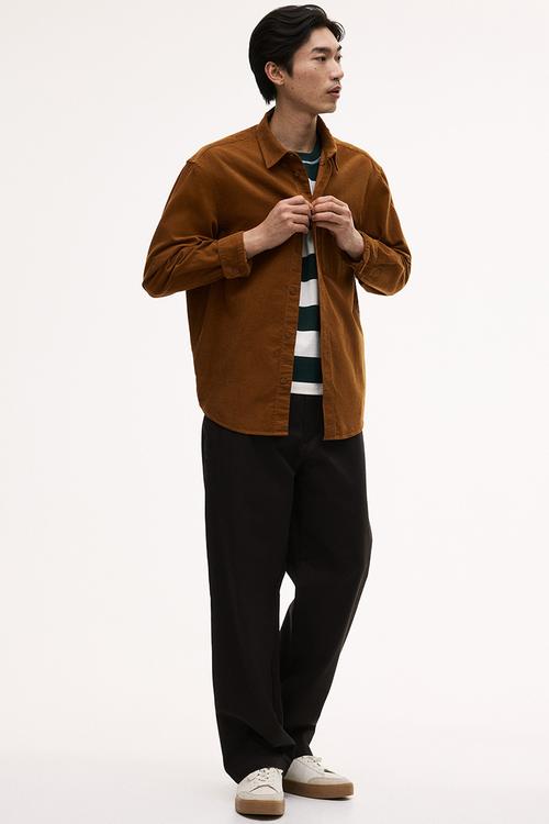 Regular fit corduroy shirt - brown