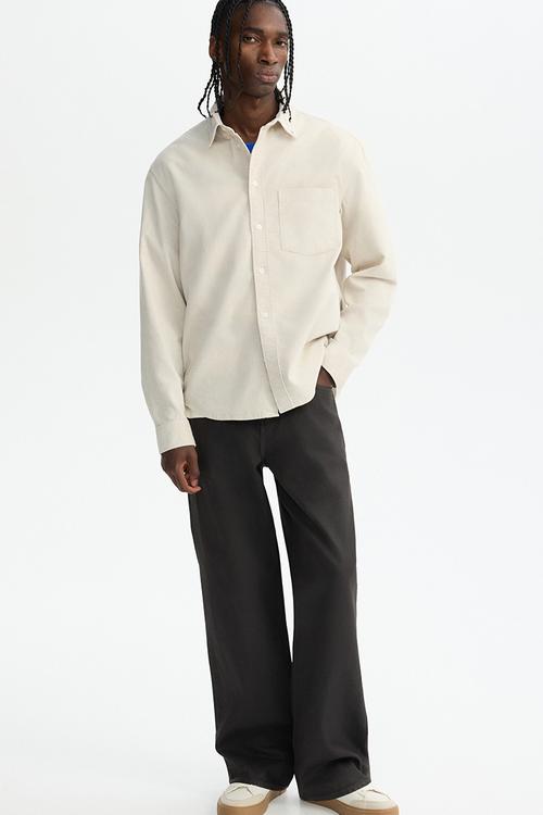 Regular fit corduroy shirt - beige