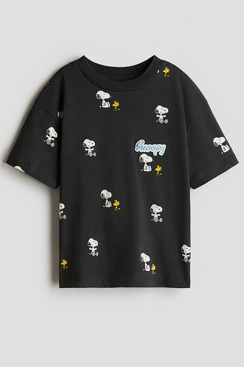 Oversized printed T-shirt - dark grey/snoopy 