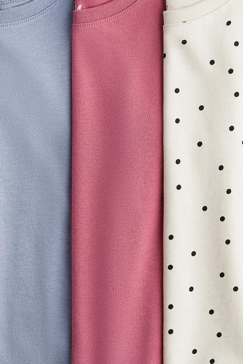 3-pack cotton jersey tops -  white/spotted 