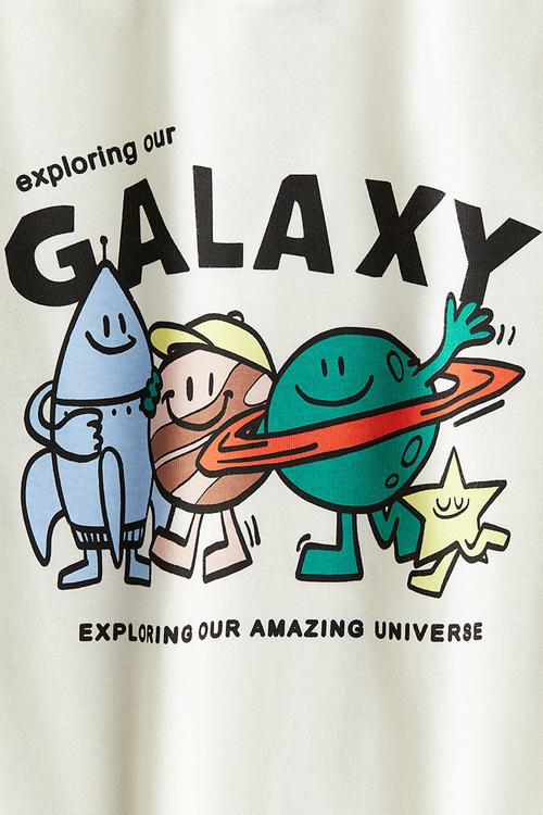 Printed T-shirt - white exploring our galaxy