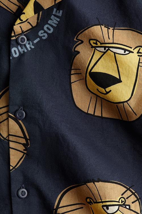 Printed resort shirt - navy blue/lions