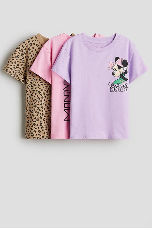 3-Pack printed jersey tops - light purple leopard print