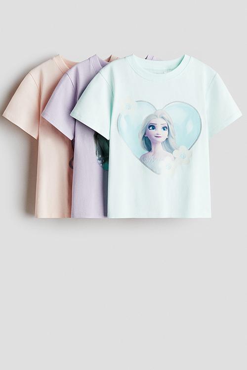 3-Pack printed jersey tops - turquoise frozen