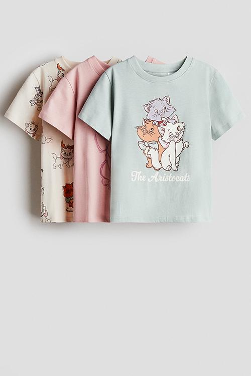 3-Pack printed jersey tops - light turquoise aristocats