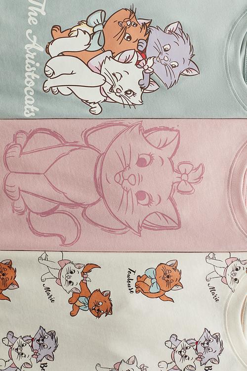3-Pack printed jersey tops - light turquoise aristocats