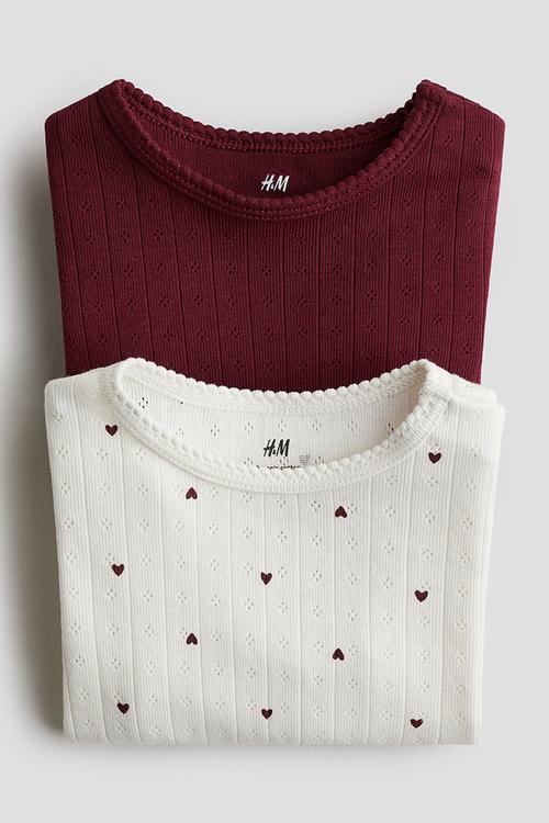 2-Pack long-sleeved bodysuits - white hearts