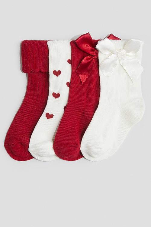 4-Pack socks - red hearts