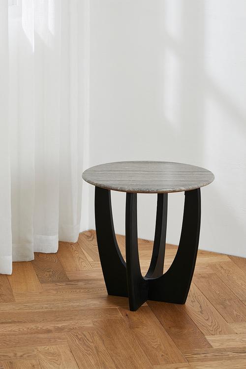 Ivory Side Table - Black & Marble