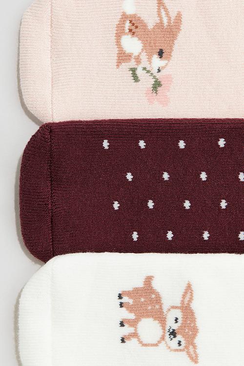 3-pack terry socks - dark red spotted 
