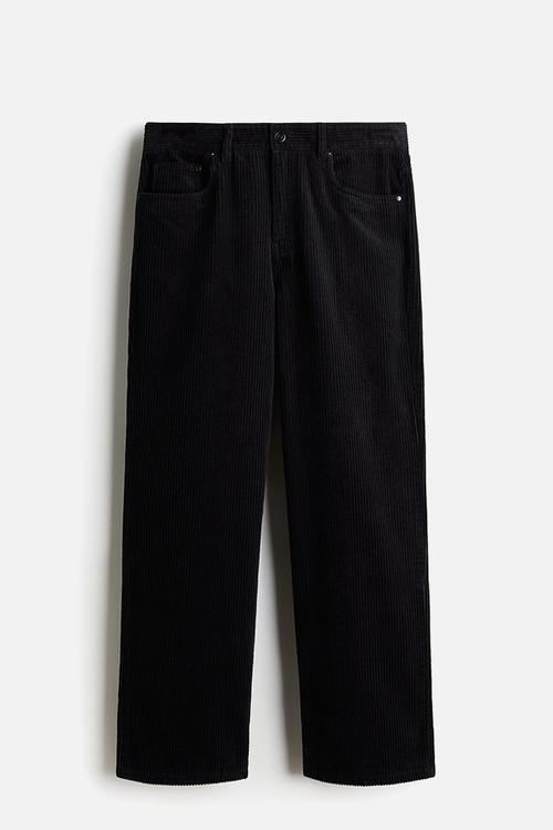 Relaxed fit corduroy trousers - navy blue