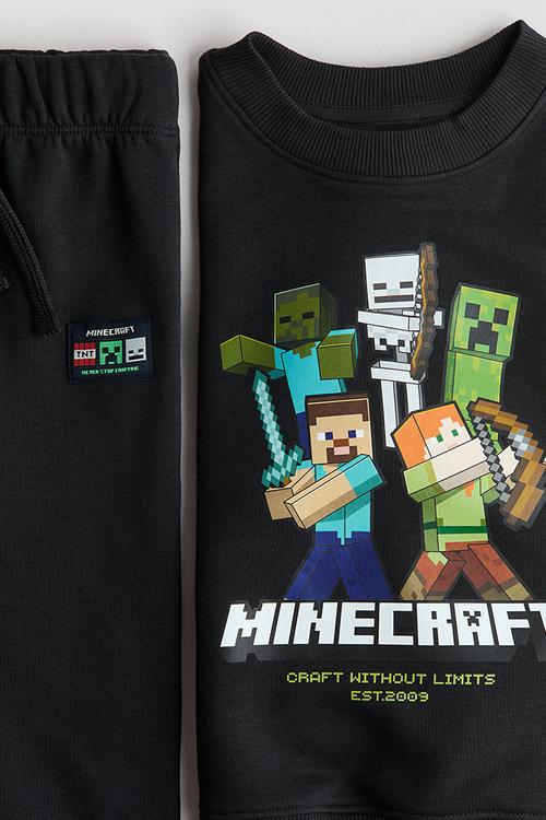 2-Piece printed sweatshirt set - black minecraft