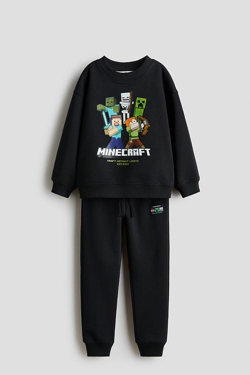 2-Piece printed sweatshirt set - black minecraft