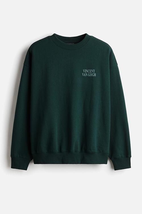 Oversized fit printed sweatshirt - green,multi