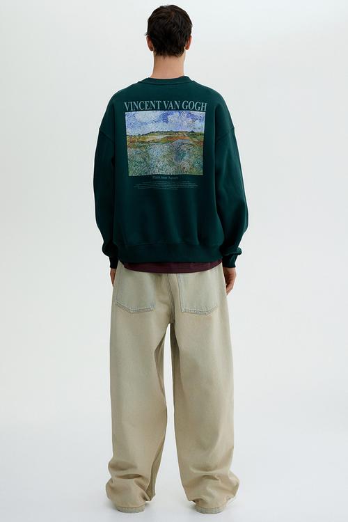 Oversized fit printed sweatshirt - green,multi