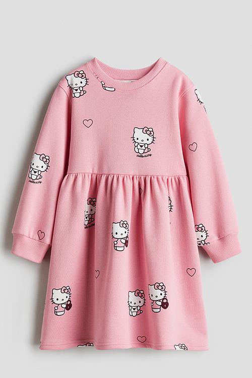 Printed sweatshirt dress - pink,multi