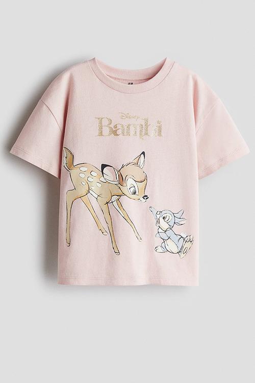 Printed cotton t-shirt -  light pink/bambi