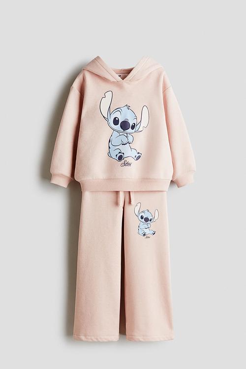 2-piece printed sweatshirt set -  light pink/lilo & stitch 