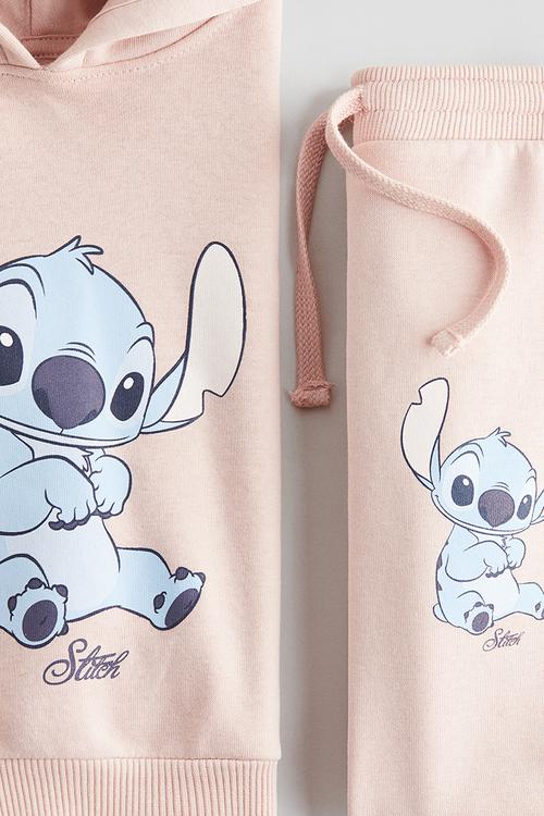 2-piece printed sweatshirt set -  light pink/lilo & stitch 