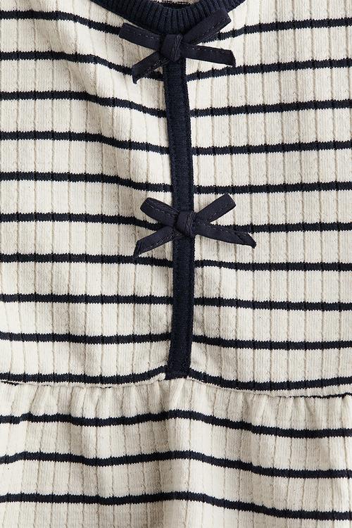 Rib-knit peplum top - white,multi