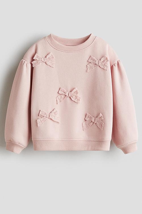 Appliquéd brushed-inside sweatshirt - pink