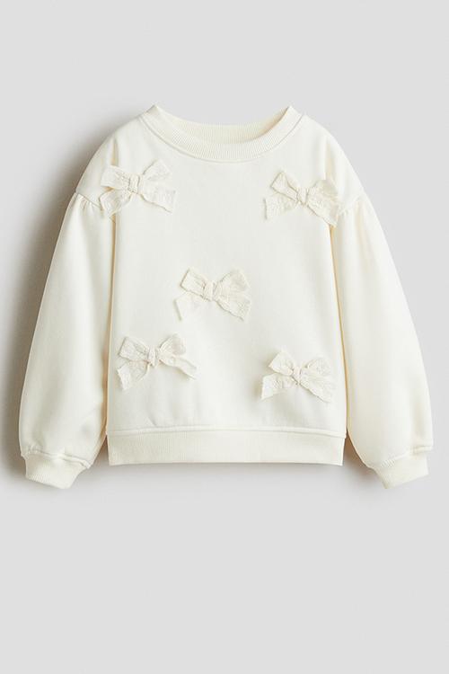 Appliquéd brushed-inside sweatshirt - white