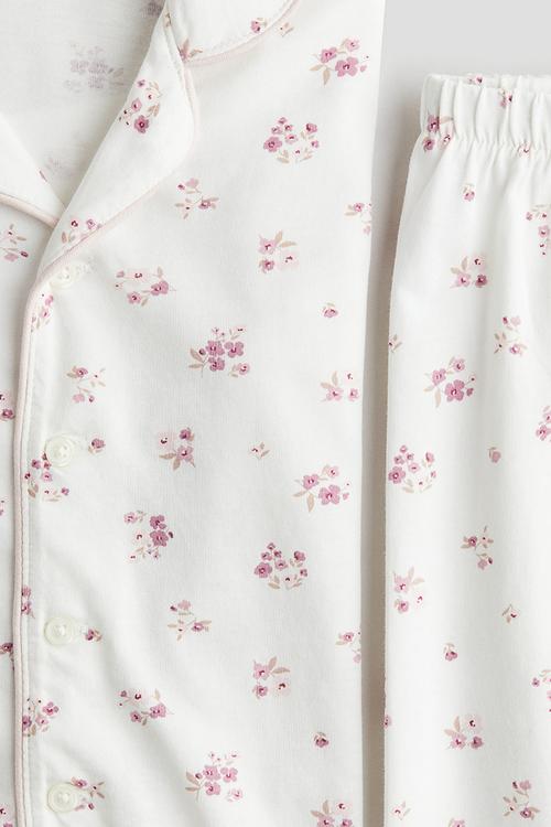 Patterned jersey pyjamas - white floral