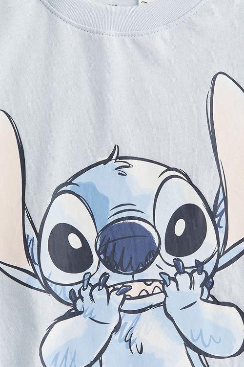 Print-motif cotton T-shirt - light blue/lilo & stitch