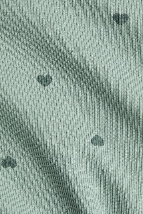 Long-sleeved jersey top - green hearts