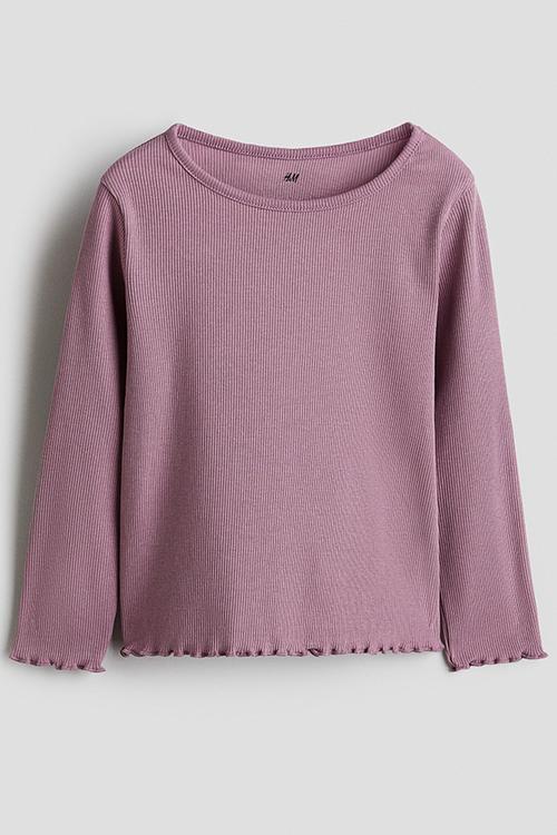 Long-sleeved jersey top - purple