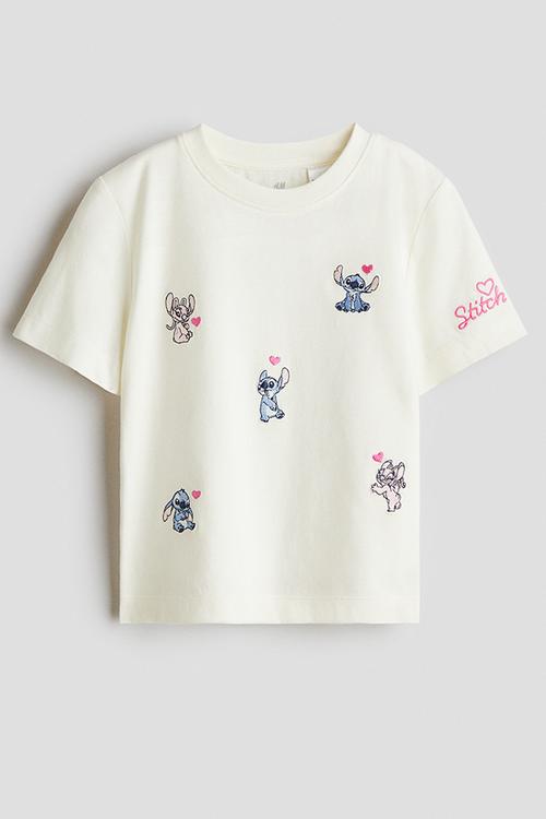 Print-motif cotton T-shirt - white/lilo & stitch 