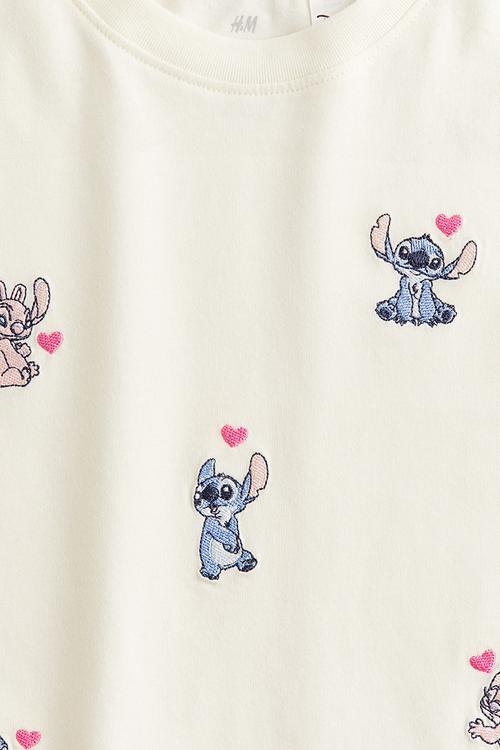 Print-motif cotton T-shirt - white/lilo & stitch 