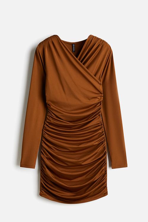 Draped jersey dress - brown