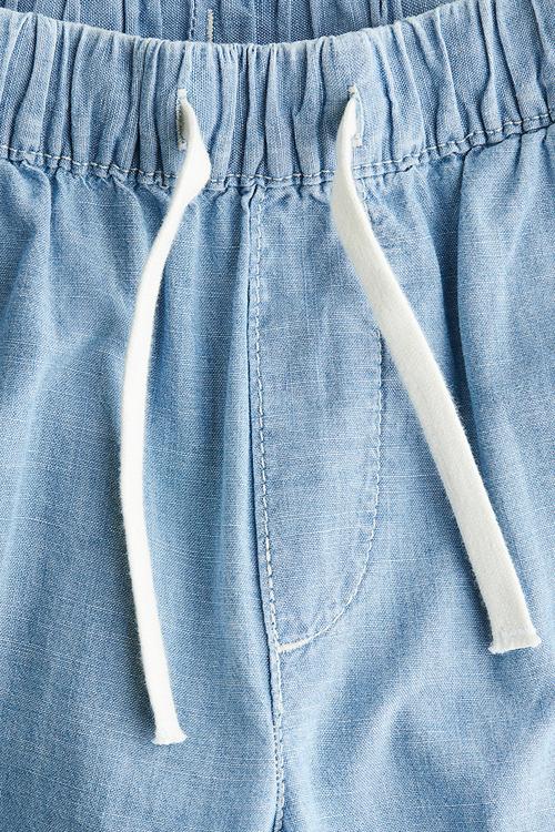 Cotton chambray pull-on trousers - blue