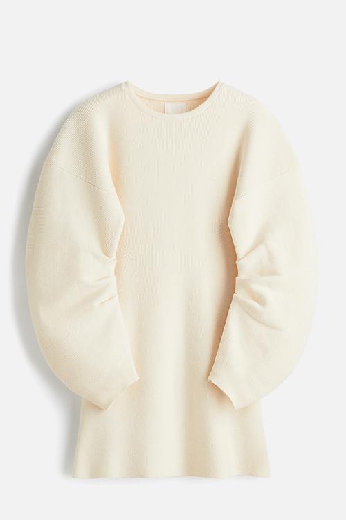 Viscose-blend rib-knit dress - cream