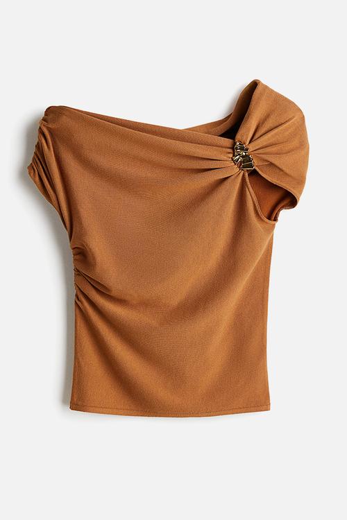 One-shoulder top - dark beige