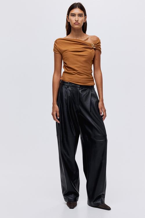 One-shoulder top - dark beige