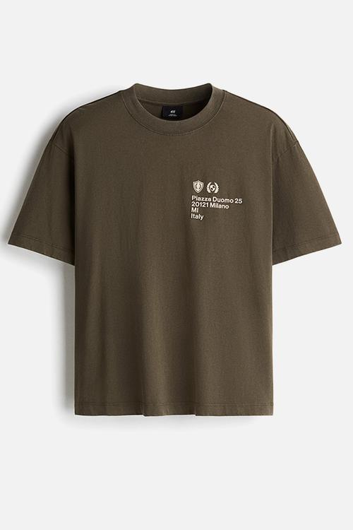 Boxy fit washed T-shirt - khaki