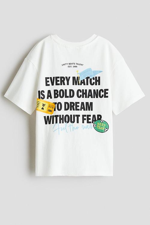 Printed cotton T-shirt - white/football