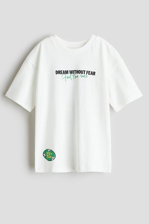 Printed cotton T-shirt - white/football