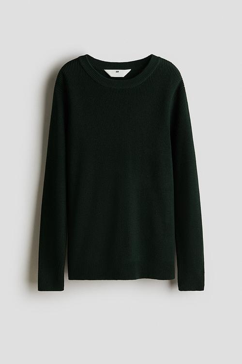 Rib-knit jumper - dark green