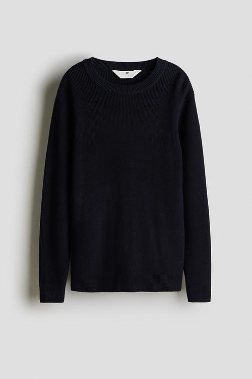 Rib-knit jumper - navy blue