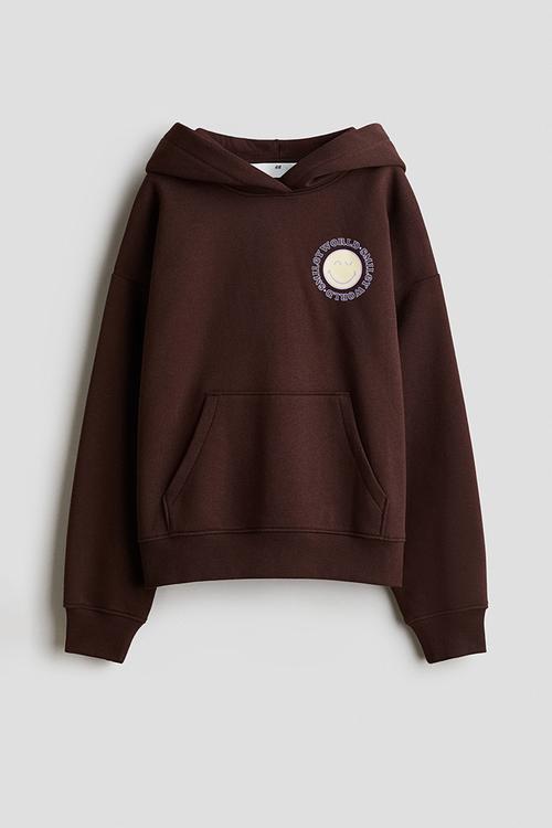 Motif-detail hoodie - dark brown smileyworld® 