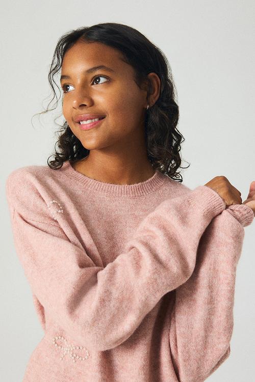 Loose-fit motif-detail jumper - light pink bows