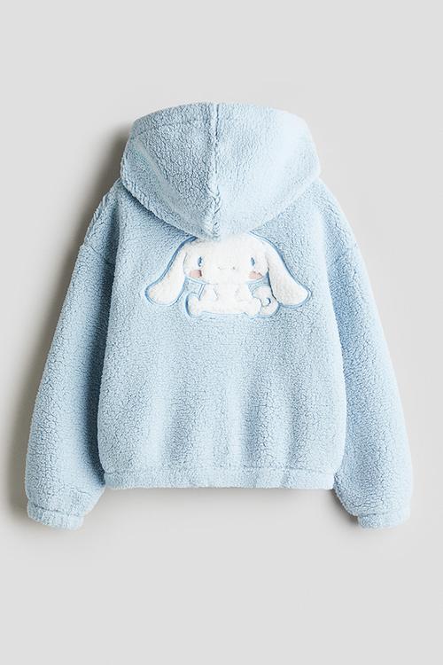 Teddy zip-through hoodie - light blue cinnamoroll