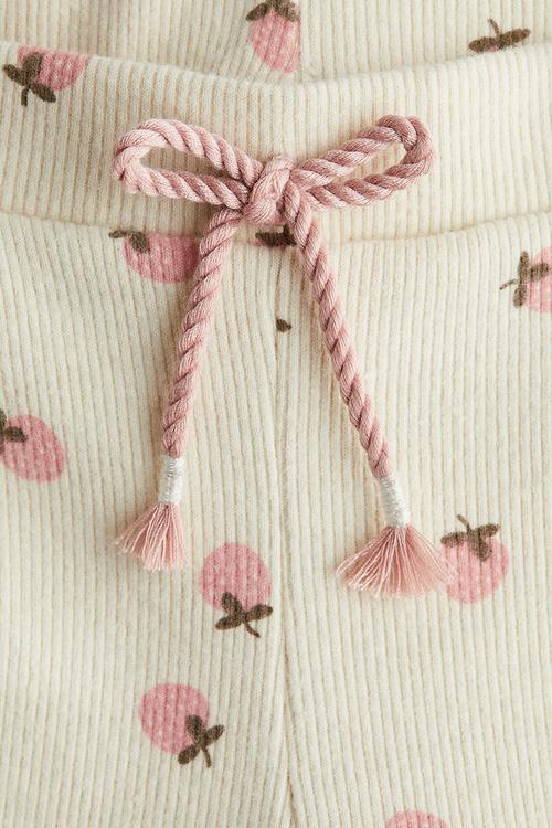 Ribbed jersey leggings - cream strawberries