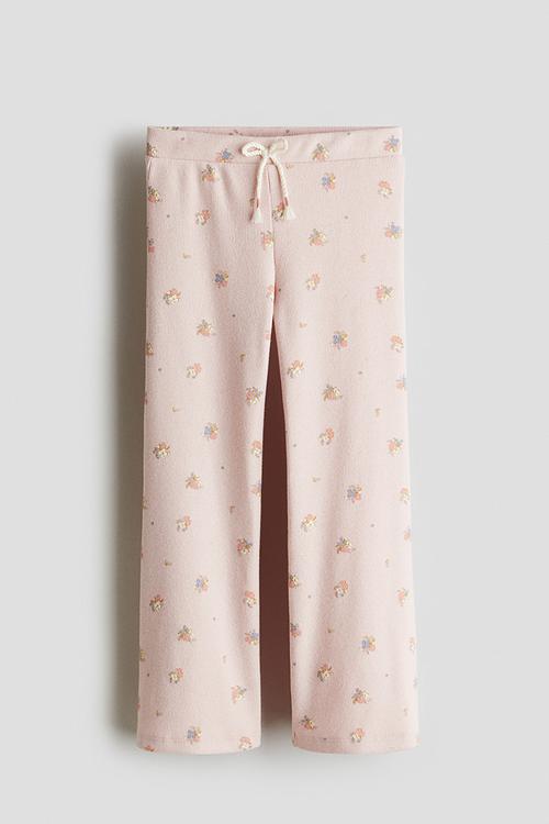 Ribbed jersey leggings - light pink floral