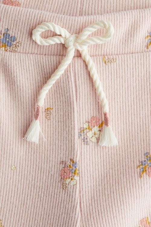 Ribbed jersey leggings - light pink floral