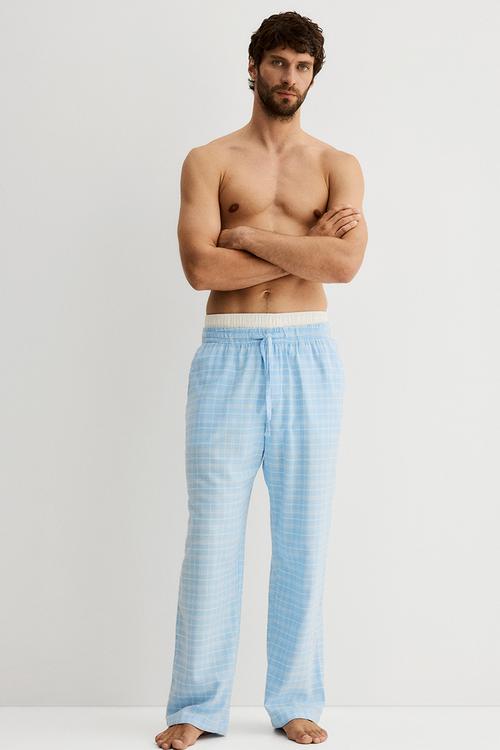 Relaxed fit flannel trousers - blue/checked 