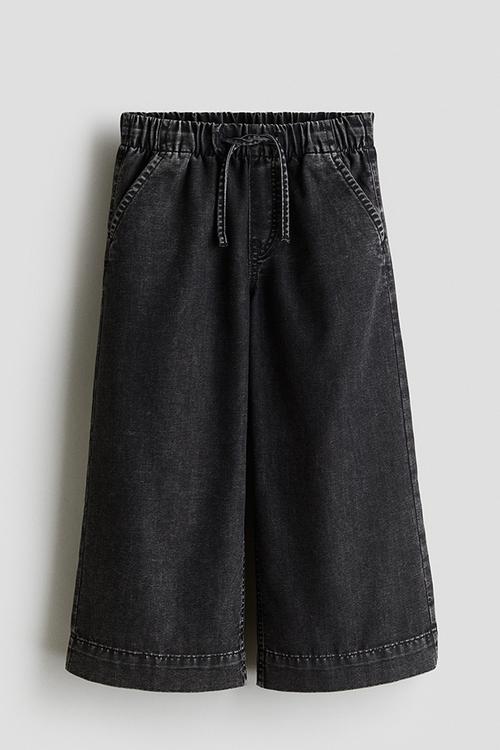 Loose-fit lightweight denim trousers - black